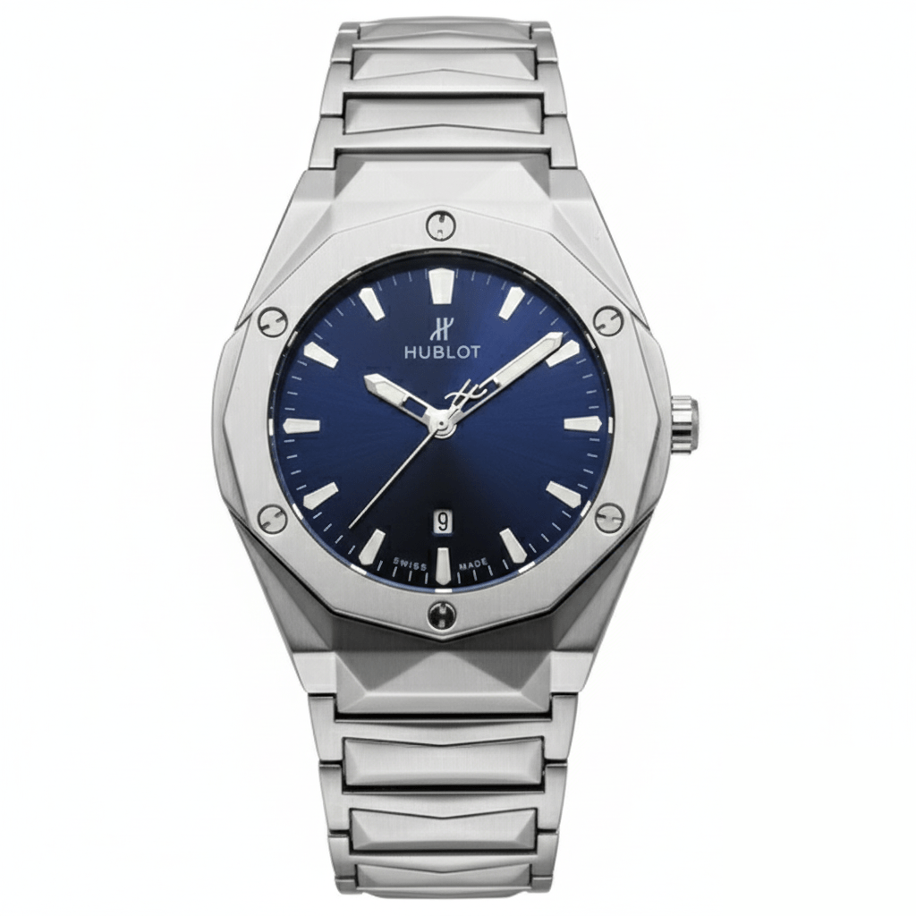 Elegant Sweep-Movement Men’s Quartz Watch HBLT 185 Silver Blue