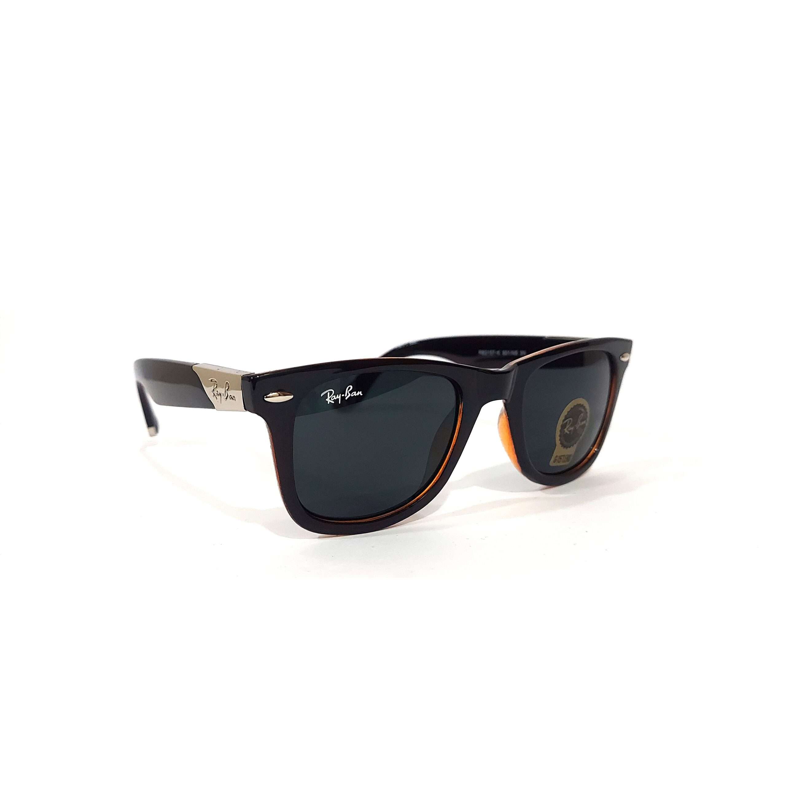 RayBan RB 2157 Sunglass Glossy Brown Frame, Black Glass Lens
