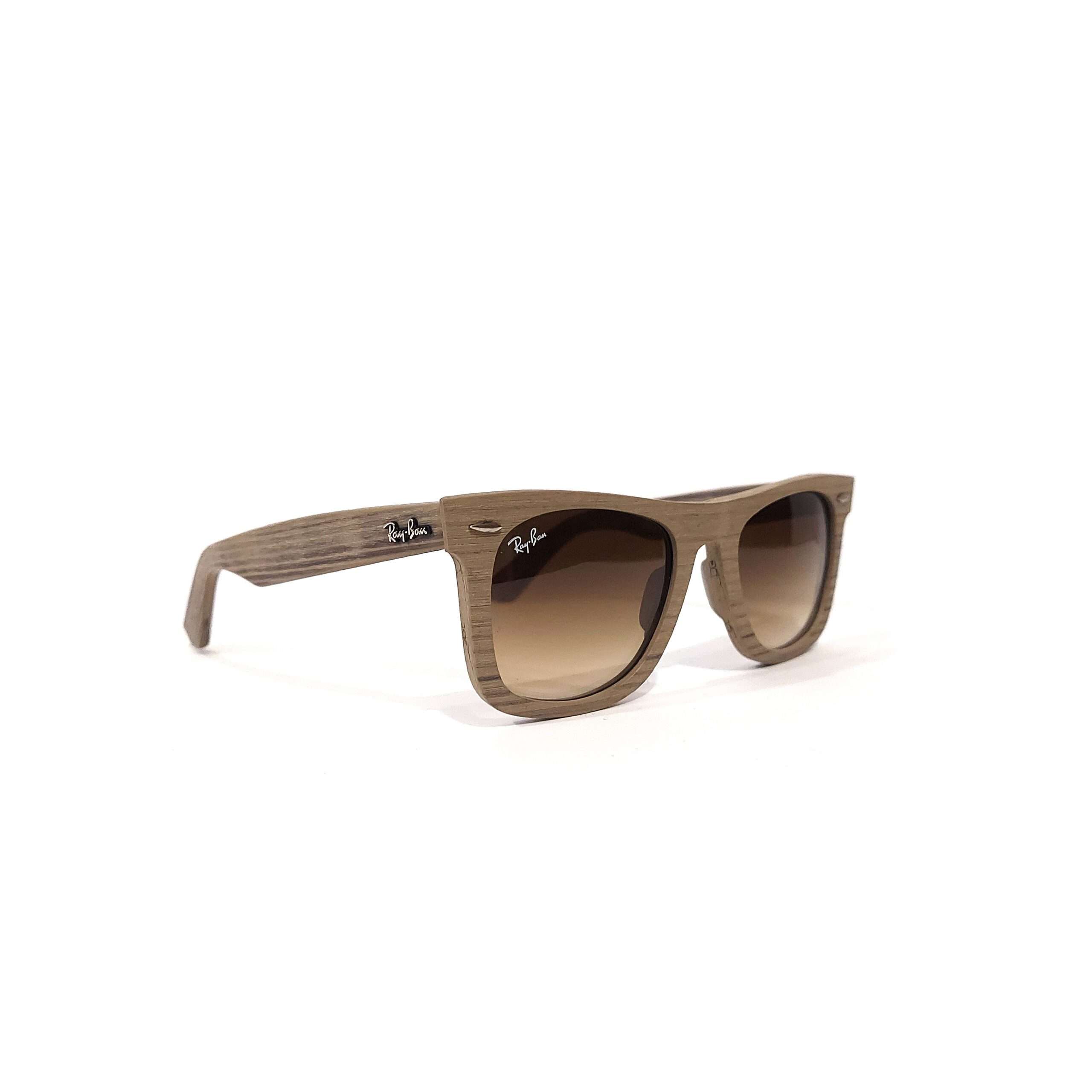 RayBan RB2140 Wood Acetate Ash Brown Frame Brown Shade Glass Lens